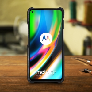Шкіряна накладка Stenk WoodBacker для Motorola Moto G9 Plus Чорна