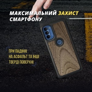 Шкіряна накладка Stenk WoodBacker для Motorola Moto G41 Чорна