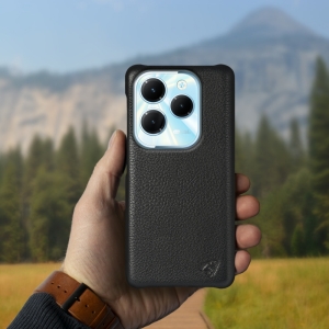 Шкіряна накладка Stenk Cover для Infinix Hot 40 Чорна