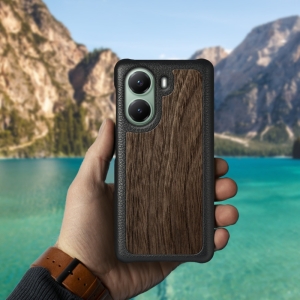 Шкіряна накладка Stenk WoodBacker для Xiaomi Poco X7 Pro Чорний