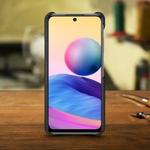 Кожаная накладка Stenk WoodBacker для Xiaomi Redmi Note 10 5G Чёрная