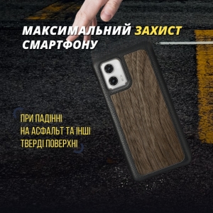 Кожаная накладка Stenk WoodBacker для Motorola Moto G73 5G Чёрная