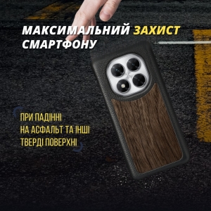 Шкіряна накладка Stenk WoodBacker для Xiaomi Poco X7 Чорний