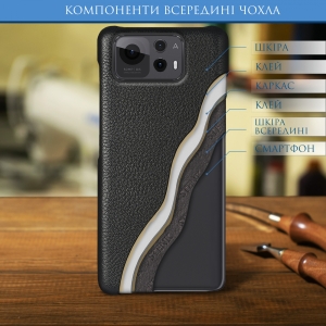 Кожаная накладка Stenk Cover для ASUS Zenfone 12 Ultra Чёрный