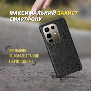 Кожаная накладка Stenk Reptile Cover для Infinix Note 50 Pro 4G Черный