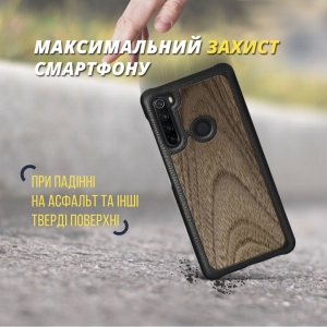 Шкіряна накладка Stenk WoodBacker для Xiaomi Redmi Note 8 (2021) Чорна