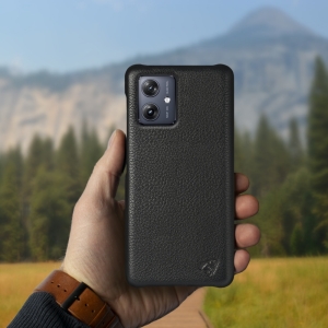 Кожаная накладка Stenk Cover для Motorola Moto G54 Power Чёрный