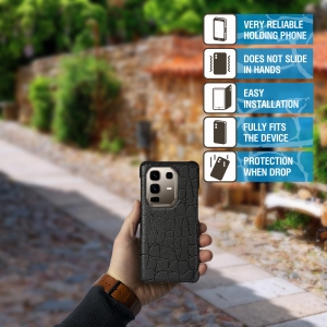 Шкіряна накладка Stenk Reptile Cover для Infinix Note 50 Pro Plus 5G Чорний