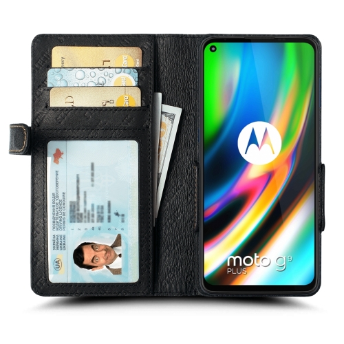 чехол-книжка на Motorola Moto G9 Plus Черный Stenk Wallet фото 2