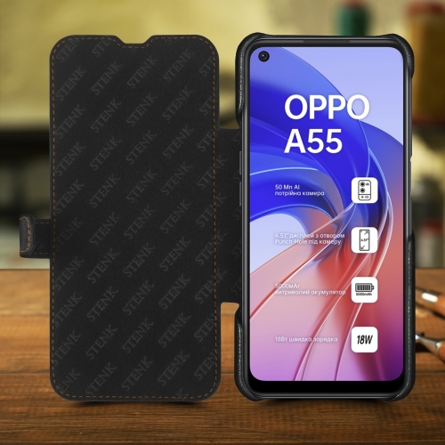 чехол-книжка на OPPO A55 Черный Stenk Premium фото 2
