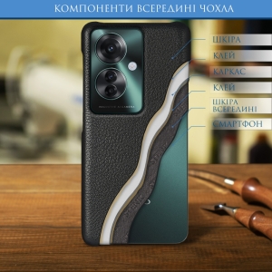 Кожаная накладка Stenk Cover для OPPO Reno11 F Чёрная