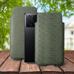 Футляр Stenk Sportage Python для Xiaomi Poco X6 Pro Оливковый