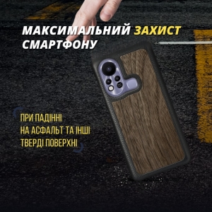 Шкіряна накладка Stenk WoodBacker для Infinix Hot 11s Чорна
