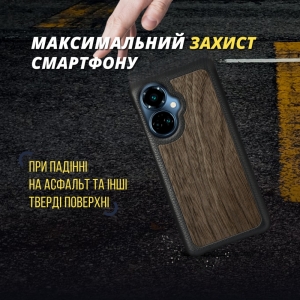 Шкіряна накладка Stenk WoodBacker для TECNO Camon 19 Pro Чорна