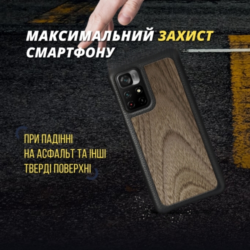бампер на Xiaomi Poco M4 Pro 5G Черный Stenk Cover WoodBacker фото 3