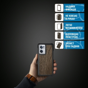 Шкіряна накладка Stenk WoodBacker для OnePlus Nord CE 2 5G Чорна