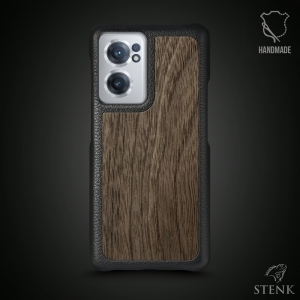 Кожаная накладка Stenk WoodBacker для OnePlus Nord CE 2 5G Чёрная
