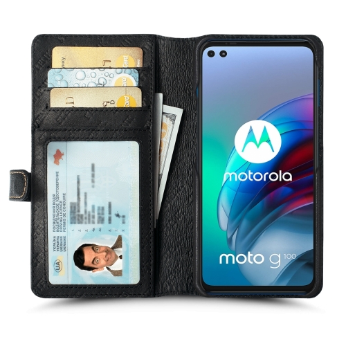 чехол-кошелек на Motorola Moto G100 Черный Stenk Premium Wallet фото 2