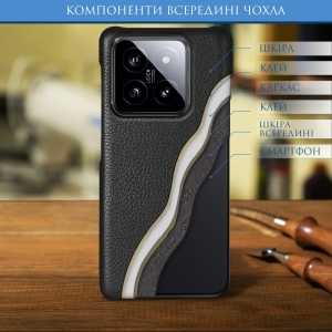 Шкіряна накладка Stenk Cover для Xiaomi 14 Чорна