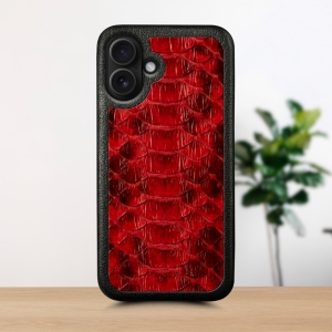 Кожаная накладка Stenk ExBacker Python Scales для Apple iPhone 16 Plus Красный