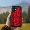 Кожаная накладка Stenk ExBacker Python Scales для Apple iPhone 16 Plus Красный