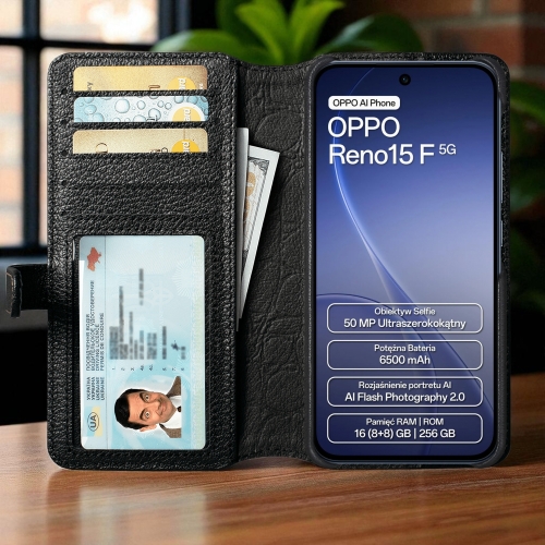 чехол-кошелек на OPPO Reno15 F Черный Stenk Premium Wallet фото 2