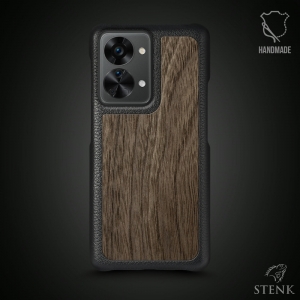 Кожаная накладка Stenk WoodBacker для OnePlus Nord 2T Чёрная
