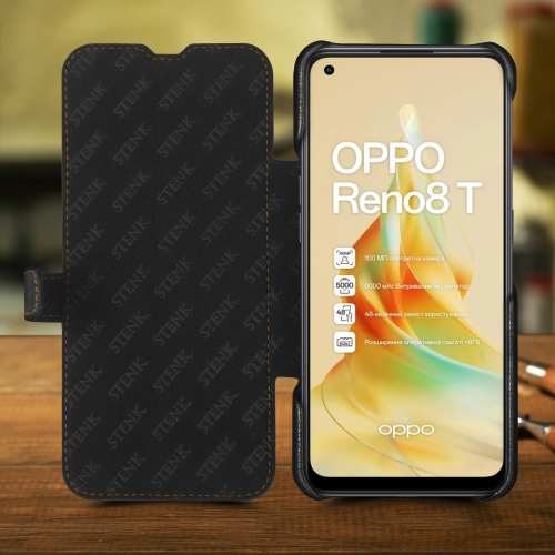 чехол-книжка на OPPO Reno8 T Черный Stenk Premium фото 2