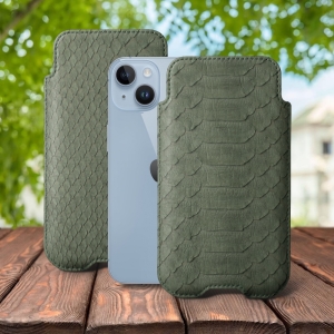 Футляр Stenk Sportage Python для Apple iPhone 14 Оливковый