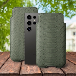 Футляр Stenk Sportage Python для Samsung Galaxy S24 Ultra Оливковый
