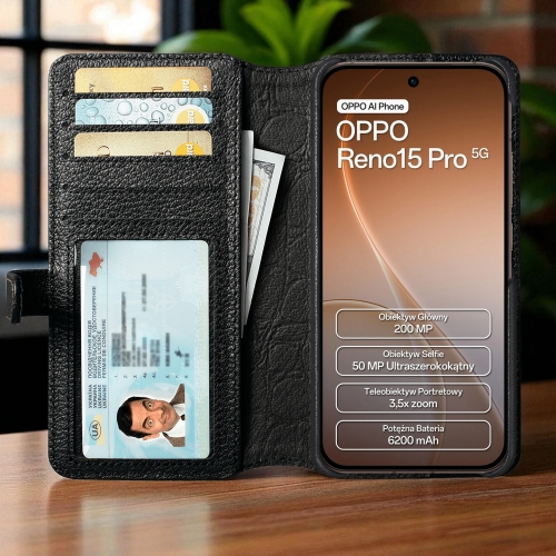 чехол-кошелек на OPPO Reno15 Pro Черный Stenk Premium Wallet фото 2