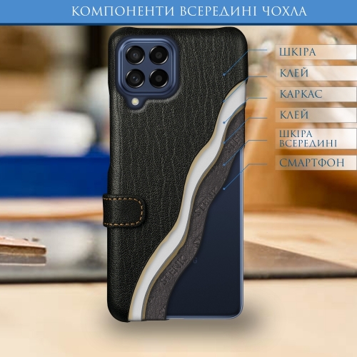 чехол-книжка на Samsung Galaxy M53 5G Черный Stenk Premium фото 5