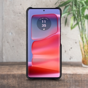 Кожаная накладка Stenk Cover для Motorola Edge 50 Pro Чёрный