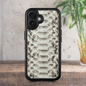 Кожаная накладка Stenk ExBacker Python Scales для Apple iPhone 16 Plus Натуральный