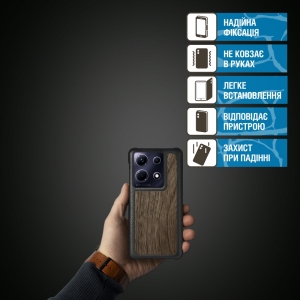 Шкіряна накладка Stenk WoodBacker для Infinix Note 30 Чорна