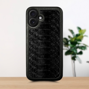 Кожаная накладка Stenk ExBacker Python Scales для Apple iPhone 16 Plus Черный
