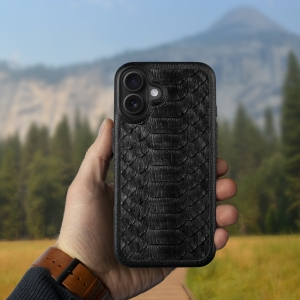 Шкіряна накладка Stenk ExBacker Python Scales для Apple iPhone 16 Plus Чорний