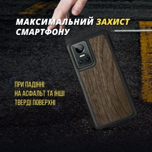 Шкіряна накладка Stenk WoodBacker для Realme GT Neo3 Чорна