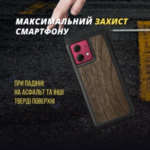 Шкіряна накладка Stenk WoodBacker для Motorola Moto G84 Чорна