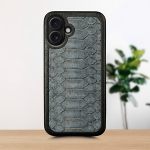 Кожаная накладка Stenk ExBacker Python Scales для Apple iPhone 16 Plus Серый