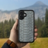 Кожаная накладка Stenk ExBacker Python Scales для Apple iPhone 16 Plus Серый