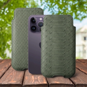 Футляр Stenk Sportage Python для Apple iPhone 14 Pro Оливковий