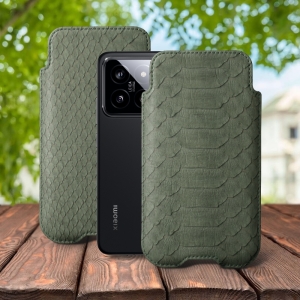 Футляр Stenk Sportage Python для Xiaomi 14 Оливковый