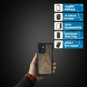 Шкіряна накладка Stenk WoodBacker для OPPO Find X5 Lite 5G Чорна