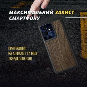 Кожаная накладка Stenk WoodBacker для Infinix Note 12 Pro 5G Чёрная