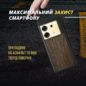 Кожаная накладка Stenk WoodBacker для Infinix Zero 30 Чёрная