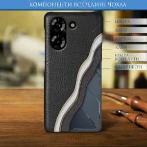 Кожаная накладка Stenk Cover для TECNO Pova 5 Чёрный