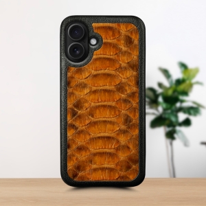 Кожаная накладка Stenk ExBacker Python Scales для Apple iPhone 16 Plus Коричневый
