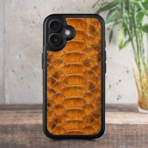Кожаная накладка Stenk ExBacker Python Scales для Apple iPhone 16 Plus Коричневый
