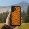 Кожаная накладка Stenk ExBacker Python Scales для Apple iPhone 16 Plus Коричневый